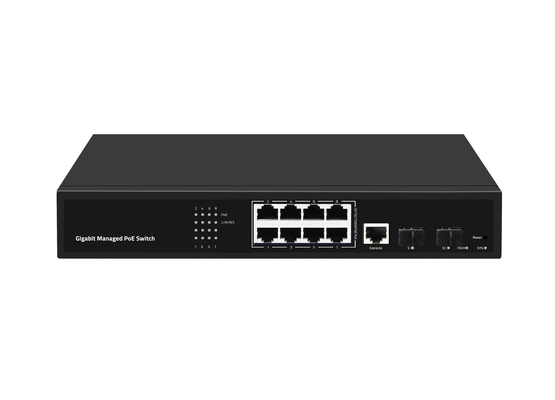 Διαχειριζόμενος διακόπτης Gigabit 8 θυρών poe ethernet fiber switch 120W Είσοδος AC100-240V