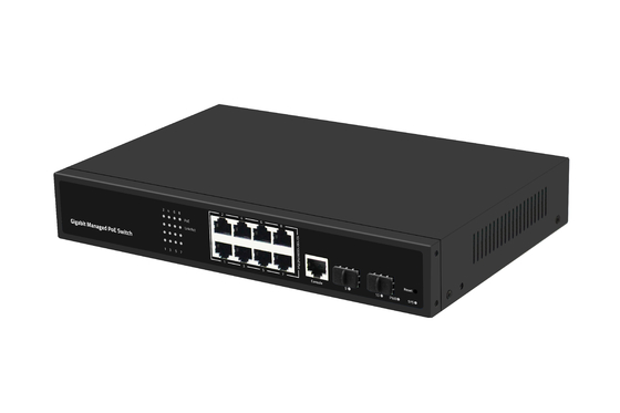 Διαχειριζόμενος διακόπτης Gigabit 8 θυρών poe ethernet fiber switch 120W Είσοδος AC100-240V