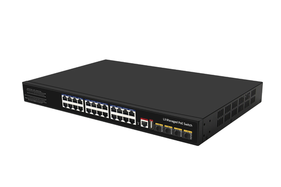 10G 24 Port Poe Switch L3 Διαχειριζόμενος Ethernet Fiber Switch 400W 4*10G Fiber Ports+24*RJ45 POE Ports