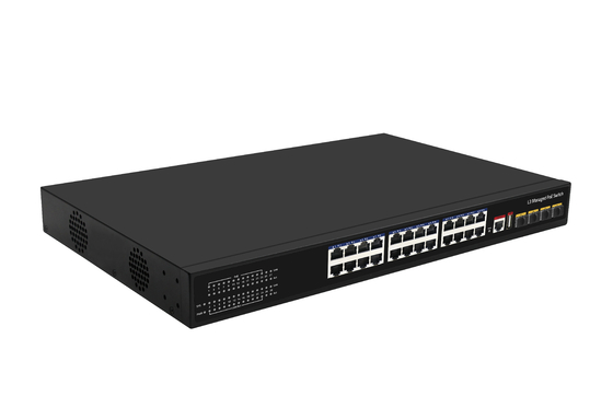 10G 24 Port Poe Switch L3 Διαχειριζόμενος Ethernet Fiber Switch 400W 4*10G Fiber Ports+24*RJ45 POE Ports