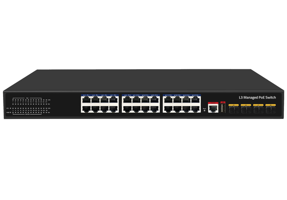 10G 24 Port Poe Switch L3 Διαχειριζόμενος Ethernet Fiber Switch 400W 4*10G Fiber Ports+24*RJ45 POE Ports