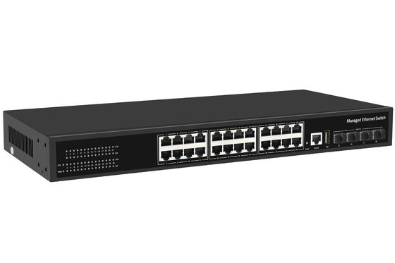 Φαρμακευτική τιμή 10G διακόπτης 24 θύρας Ethernet Fiber Switch Desktop L3 Διαχειριζόμενος διακόπτης δικτύου AC100-240V 1U Rack