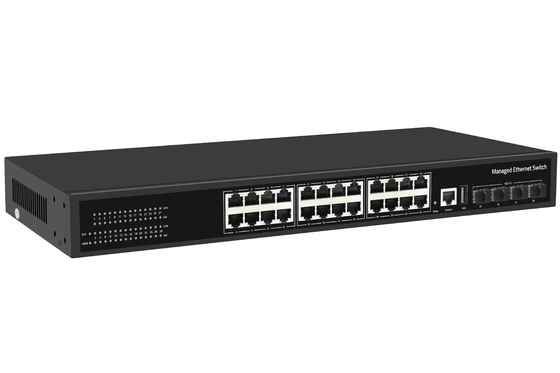Φαρμακευτική τιμή 10G διακόπτης 24 θύρας Ethernet Fiber Switch Desktop L3 Διαχειριζόμενος διακόπτης δικτύου AC100-240V 1U Rack