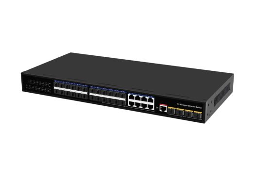 Διακόπτης Ethernet 10G Desktop L3 Managed Optical Fiber Switch 24*1.25G θύρες RJ45 + 4*10G θύρες SFP+ Fiber