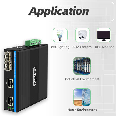 Βιομηχανικός διακόπτης POE με 2 θύρες SFP + 2 θύρες RJ45, προστασία από υπέρταση 6KV και είσοδο τροφοδοσίας DC48V για εξωτερική χρήση