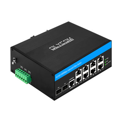 8 Θυρών Διαχειριζόμενος Βιομηχανικός PoE Switch Gigabit SFP Fiber 240W Actice PoE DC48V DIN Rail