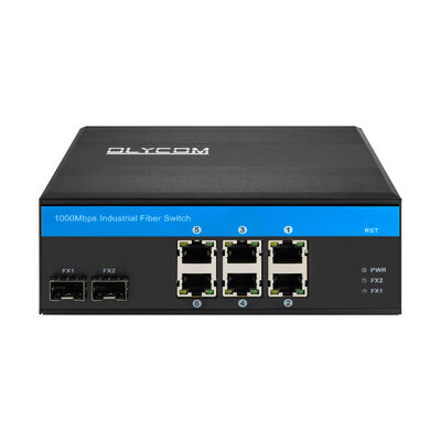 8 Θυρών Βιομηχανικό PoE Switch Gigabit Δικτύου Οπτικών Ινών Μη Διαχειριζόμενο DIN Τοποθέτησης CE FCC