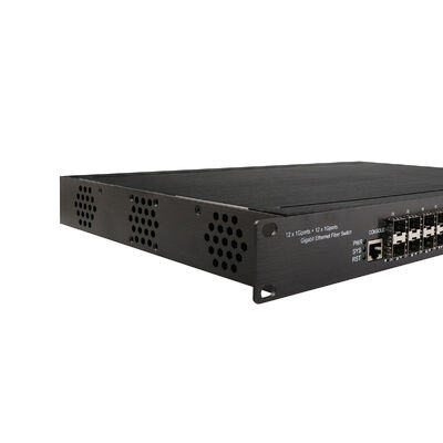 Διαχειριζόμενος διακόπτης 1U Rack 24 θυρών με 12 θύρες RJ45 + 12 θύρες SFP, κλάση ασφαλείας IP30 και βιομηχανικός διακόπτης Ethernet IEEE802.3az EEE