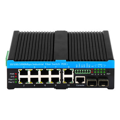 12-Port L2+ Διαχειριζόμενος διακόπτης Ethernet 1G βασισμένος σε ίνες/RJ45 Uplink Rugged Design DIN Mounted