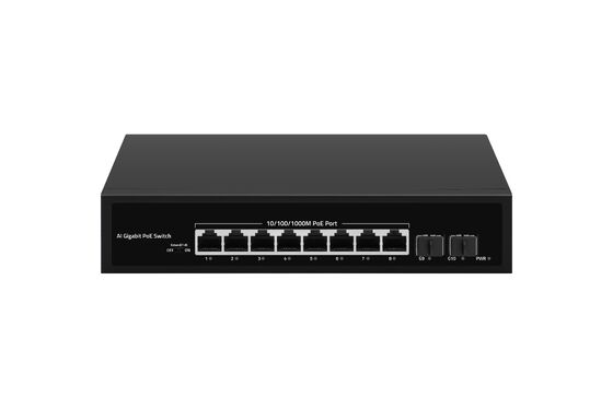 8 Θύρες Gigabit PoE Switch SFP Uplink AC Τροφοδοτούμενο Ανεξάρτητο 120W Χωρίς Ανεμιστήρα