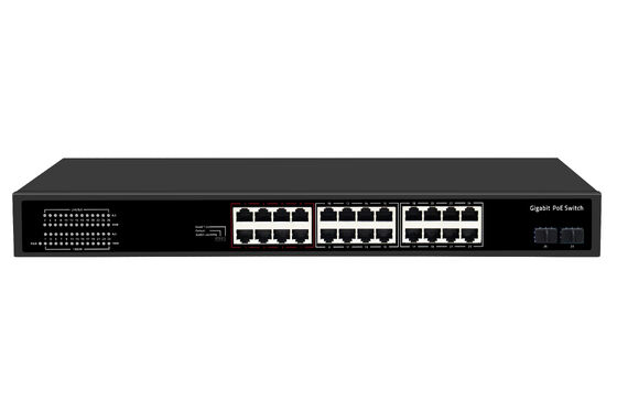24 θύρες Gigabit PoE Switch 1U Τύπος μη διαχειριζόμενο 1G Ethernet 300W Προϋπολογισμός χωρίς ανεμιστήρα