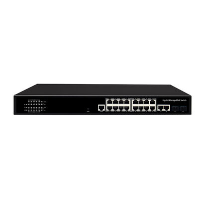 16 θύρες 1G Διαχειριζόμενος διακόπτης PoE SFP/RJ45 Uplink 200W PoE Budget 1U Rack Single AC Input
