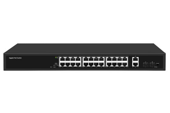 28-Port Full Gigabit PoE Fiber Switch μη διαχειριζόμενο 300W PoE Budget 220V Ενέργεια