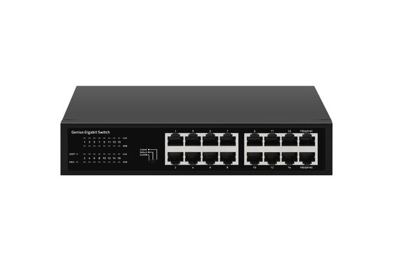 16-Port Gigabit μη διαχειριζόμενος διακόπτης Ethernet με Smart VLAN Fanless Design Rack Mounted