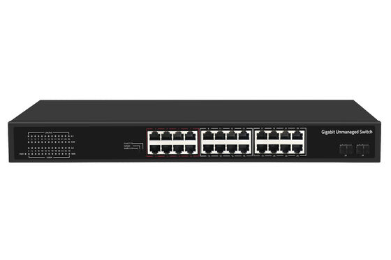 24 θύρες Gigabit Fiber Network Switch Unmanaged Smart VLAN & Extend Mode AC Powered