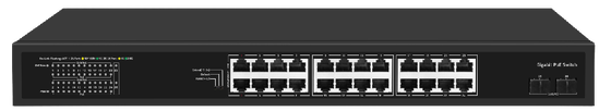 24 Port PoE Switch 2.5G Fiber Gigabit Ethernet 300W Προϋπολογισμός 15.4W/30W μη διαχειριζόμενο CE
