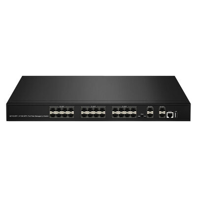 Διακόπτης συγκέντρωσης 28 θυρών SFP+ διαχειριζόμενης ίνας L2/L3 με SNMP VLAN QoS για Δίκτυο ISP Κέντρου δεδομένων