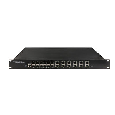 12SFP βιομηχανικό διοικούμενο ράφι διακοπτών 1U Ethernet λιμένων ινών 12UTP