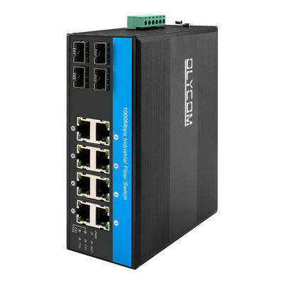Αδιάβροχος διακόπτης δικτύου 8 θύρων Gigabit Rugged Ethernet διακόπτης με 4 θύρες ινών