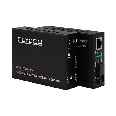 Μετατροπέας μέσων Gigabit Single Mode PoE Unmanaged DC48V 1310/1550nm 20KM SC Fiber