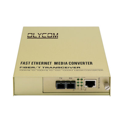 Μετατροπέας μέσων Gigabit μη διαχειριζόμενος AC εισροή 2-Core SingleMode SC Port 100KM Max