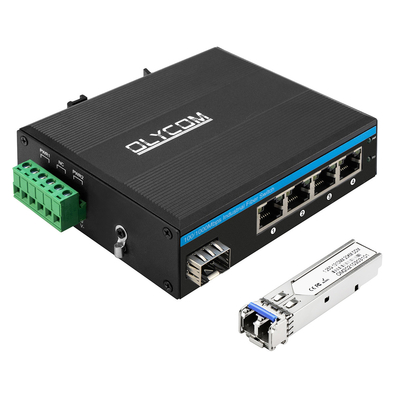 Μίνι 5 θύρες Gigabit Industrial Fiber Switch SFP Uplink Unmanaged Din Rail Τύπος DC12V