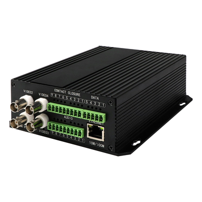 4 θύρες AV ισορροπημένο ήχο Ethernet μετατροπέας μέσων βίντεο DC5V ST ίνες