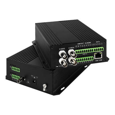 4 θύρες AV ισορροπημένο ήχο Ethernet μετατροπέας μέσων βίντεο DC5V ST ίνες