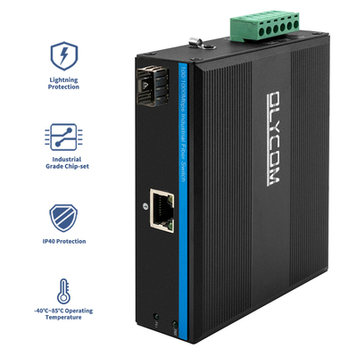 Βιομηχανικός μετατροπέας μέσων Ethernet Gigabit Din Rail Διπλή είσοδος ισχύος μη διαχειριζόμενη